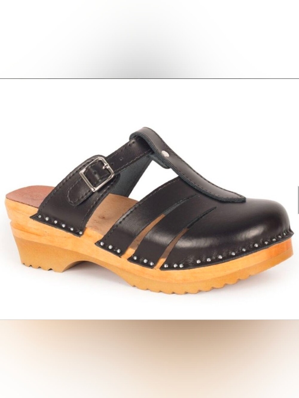 Troentorps Mary Jane Black Clogs Wooden Soles! Sz EU 39